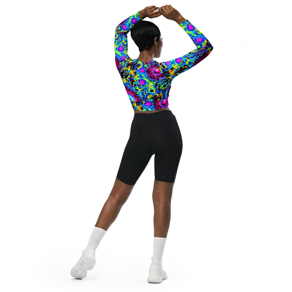 Neon Nectar on Long Sleeve Crop Top — Back