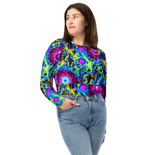 Neon Nectar on a Long Sleeve Crop Top