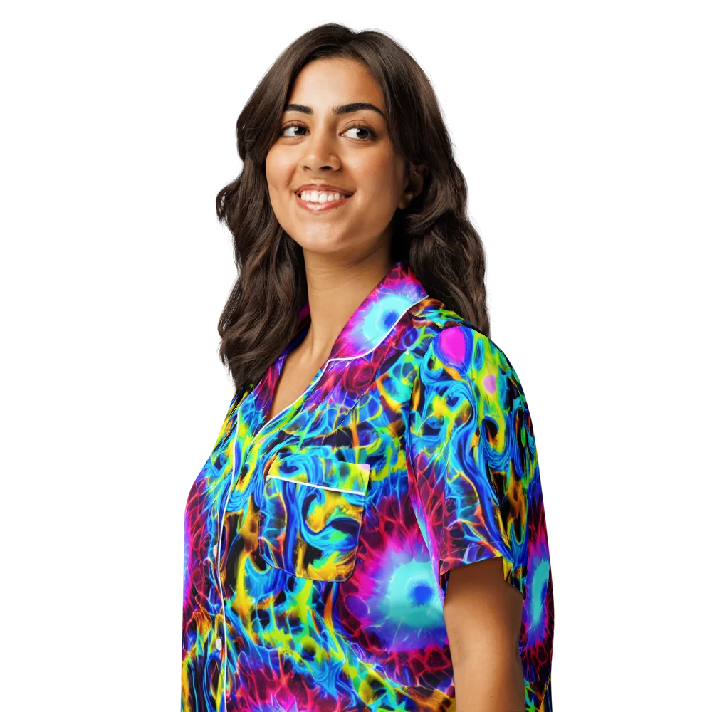 Neon Nectar on Women's Short Sleeve Pajama Top — Left Front