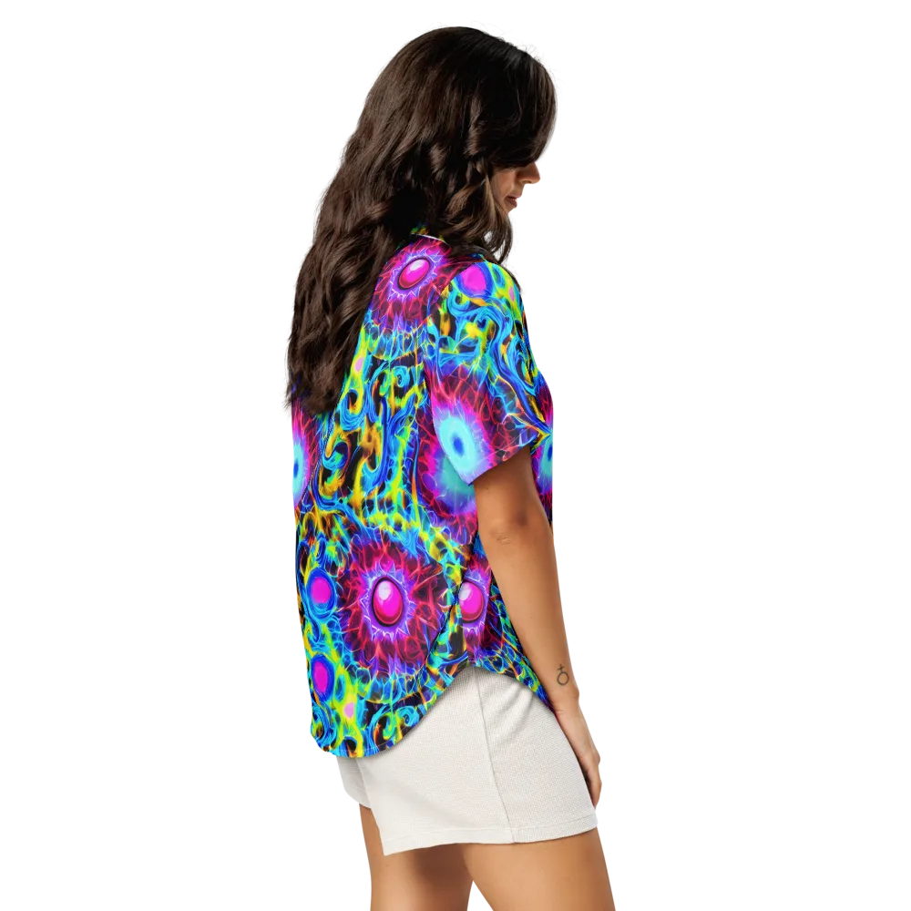 Neon Nectar on Women's Short Sleeve Pajama Top — Right Back