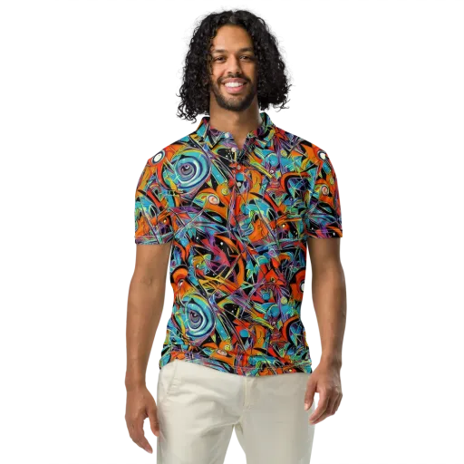 Infinite Color Crash on a Men's Slim Fit Polo Shirt