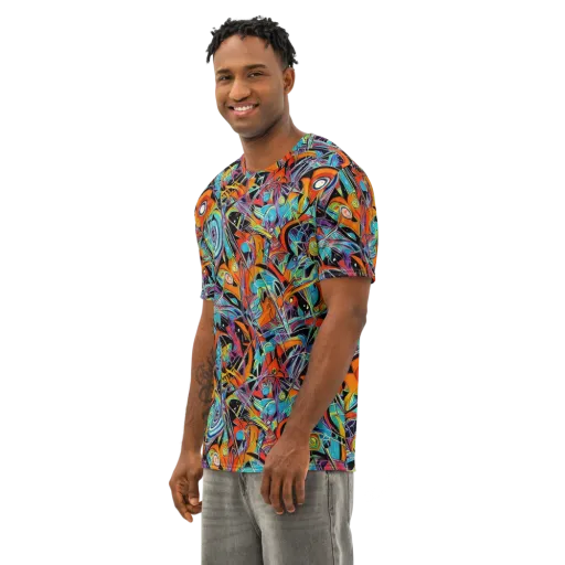 Infinite Color Crash on a Men's Cotton Crew Neck T-Shirt