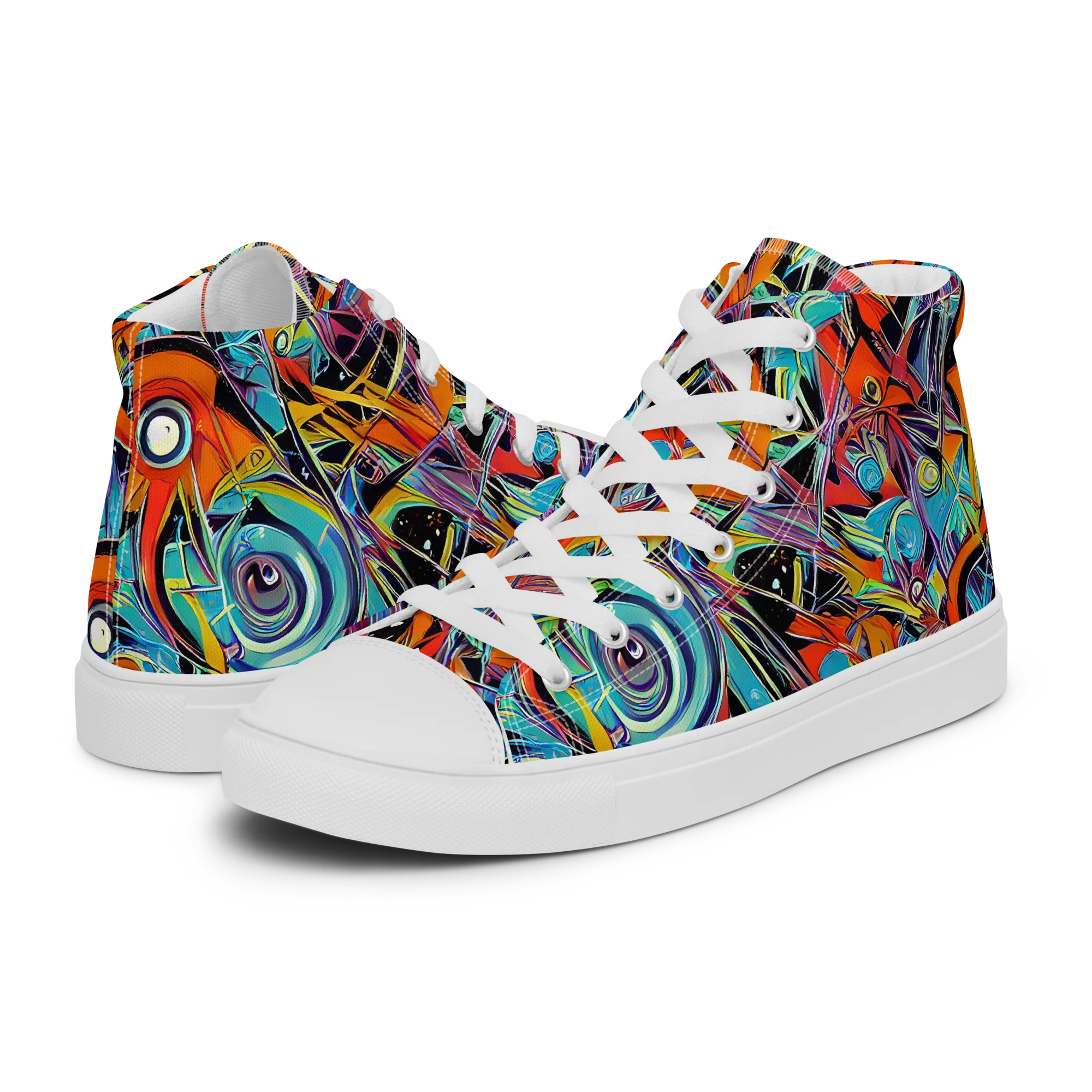 Infinite Color Crash on Men's High Top Canvas Shoes — Left