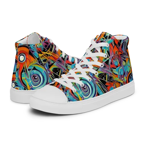 Infinite Color Crash on a Men's High Top Canvas Shoes