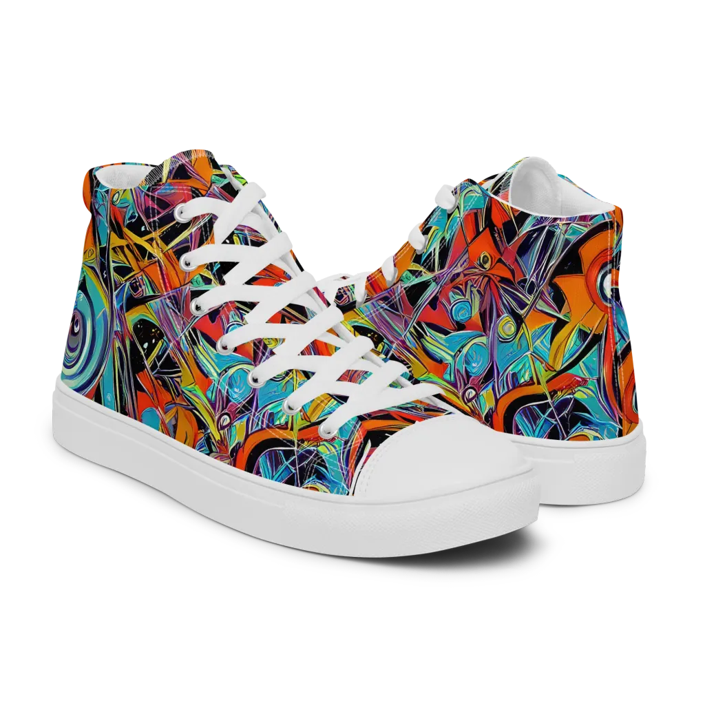 Infinite Color Crash on Men's High Top Canvas Shoes — Right