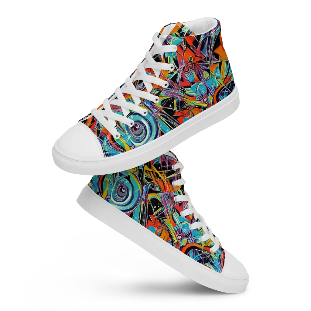 Infinite Color Crash on Men's High Top Canvas Shoes — Front
