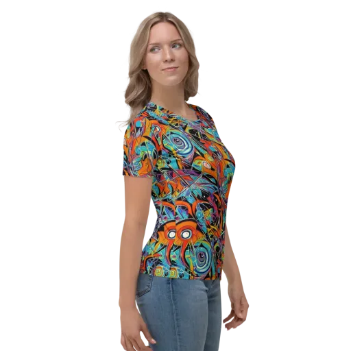 Infinite Color Crash on a Women's Crew Neck T-Shirt