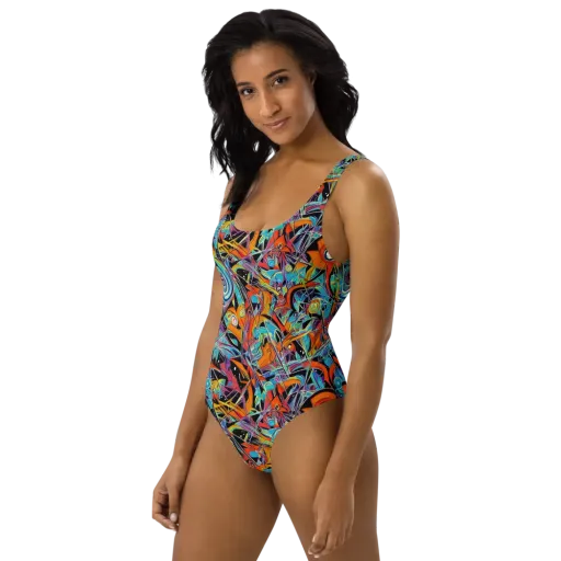 Infinite Color Crash on a One-Piece Swimsuit