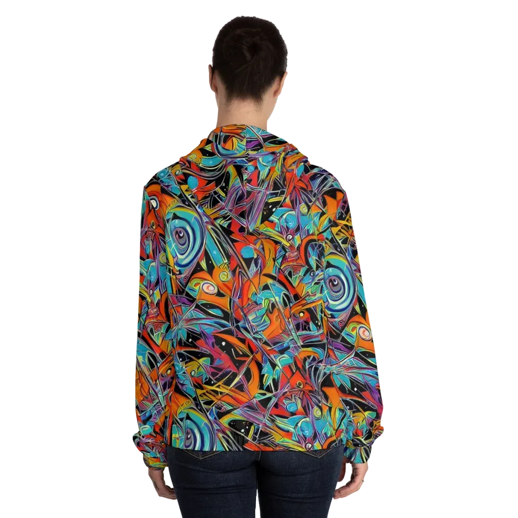 Infinite Color Crash on Women's Full-Zip Hoodie — Back On Person