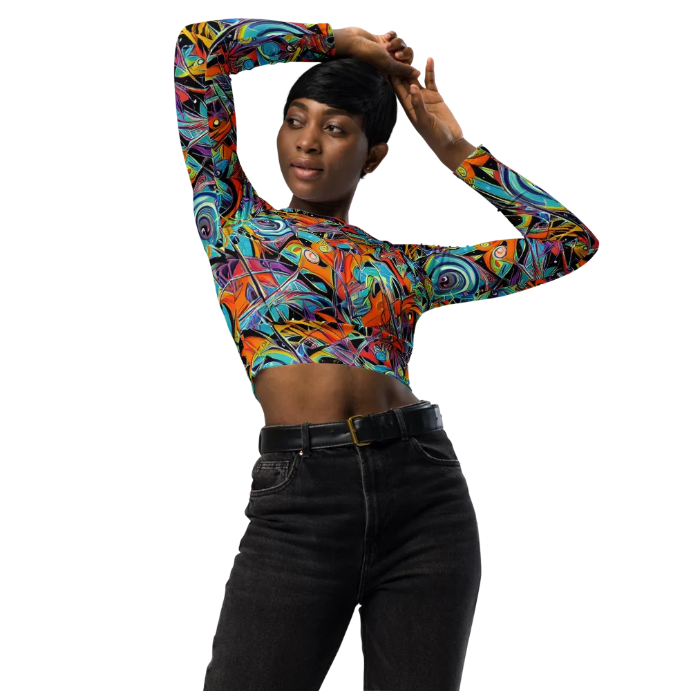 Infinite Color Crash on Long Sleeve Crop Top — Front