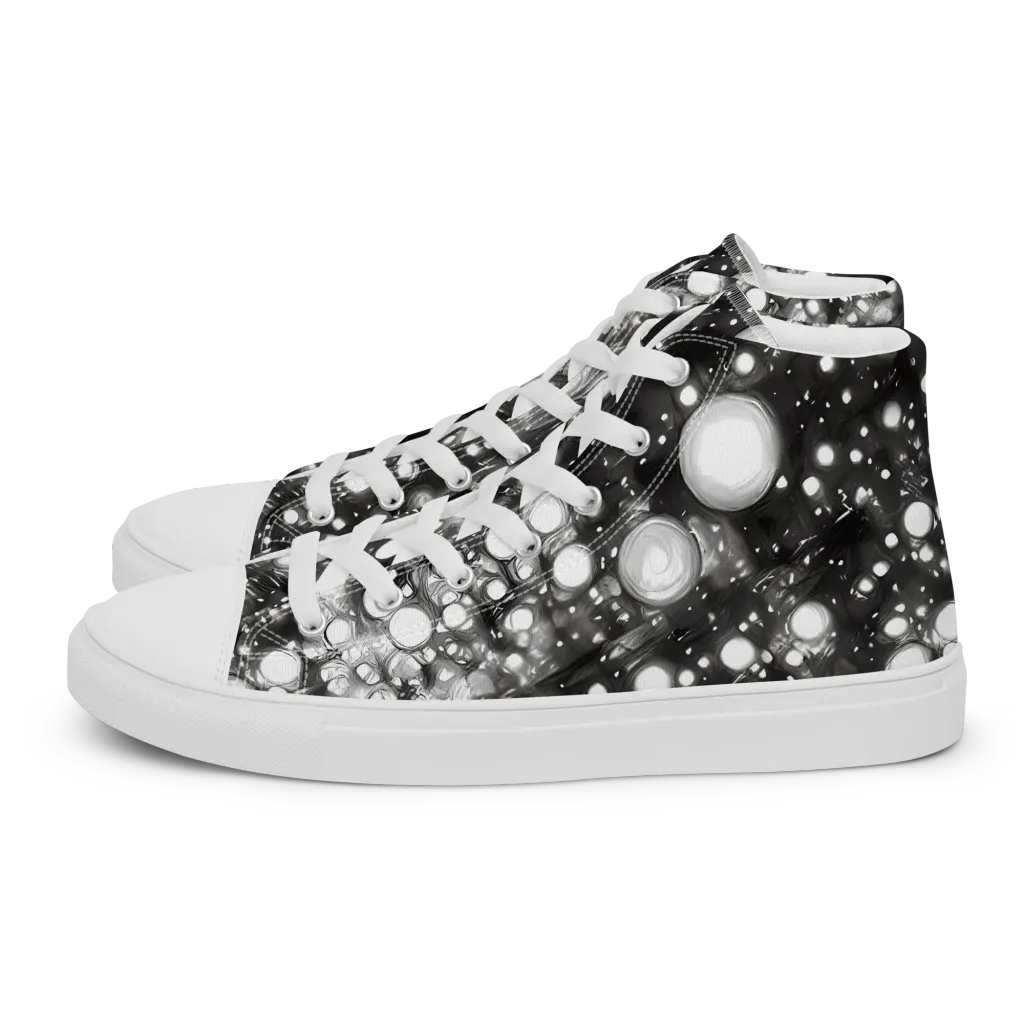 Cosmic Cell on Men's High Top Canvas Shoes — Left