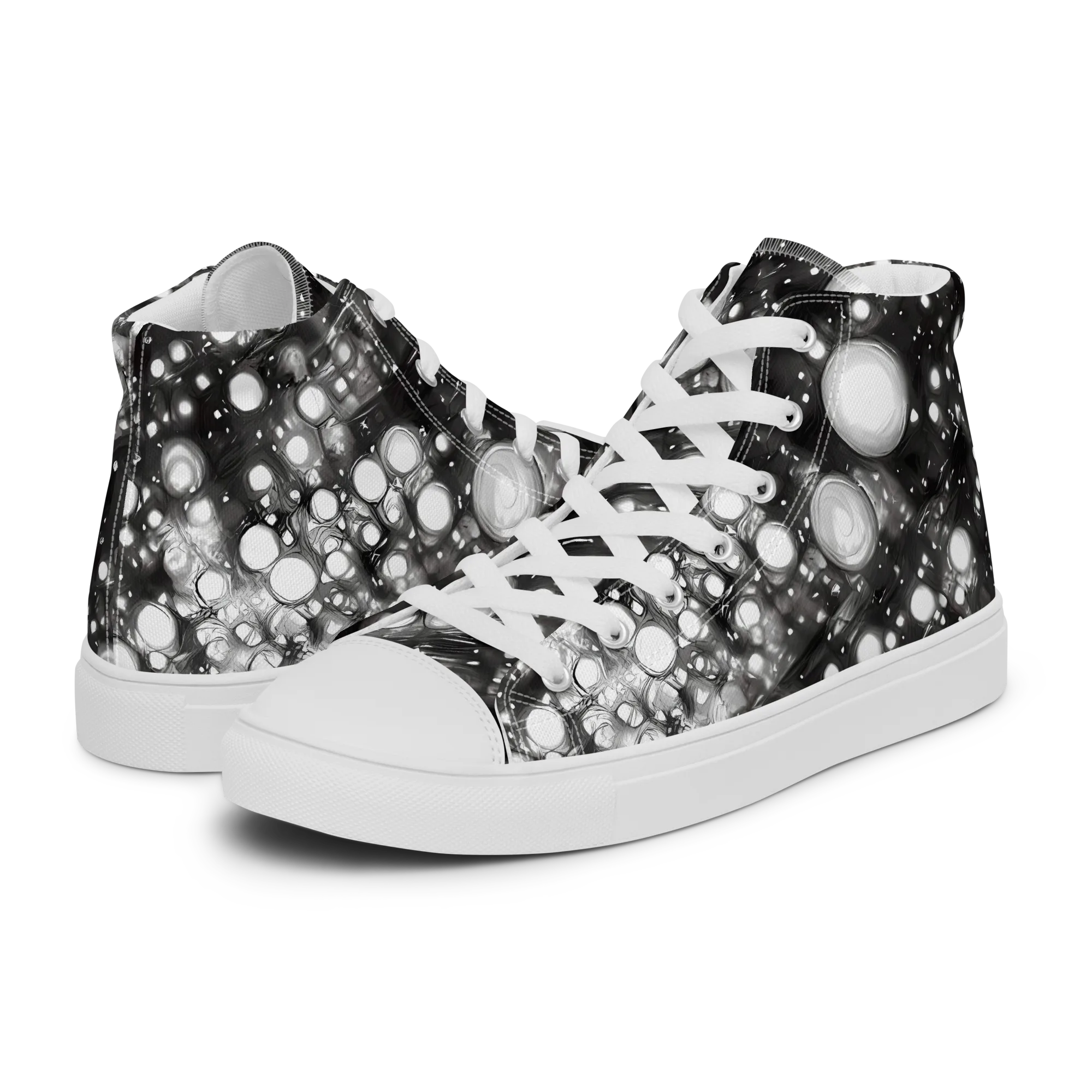 Cosmic Cell on Men's High Top Canvas Shoes — Left