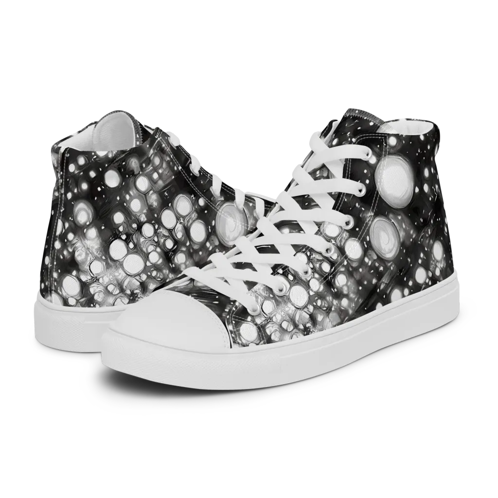 Cosmic Cell on Men's High Top Canvas Shoes — Left