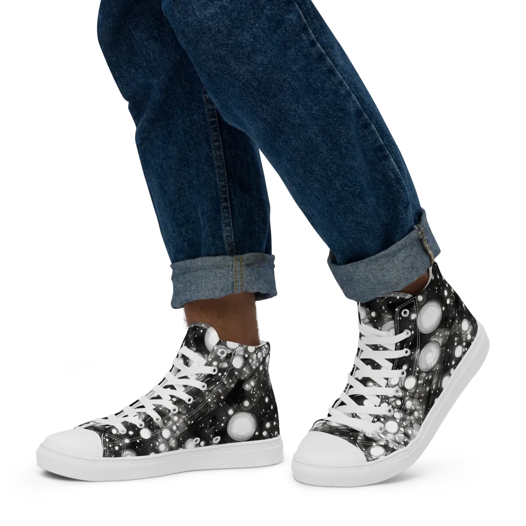 Cosmic Cell on Men's High Top Canvas Shoes — Left