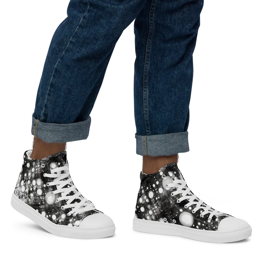 Cosmic Cell on Men's High Top Canvas Shoes — Right