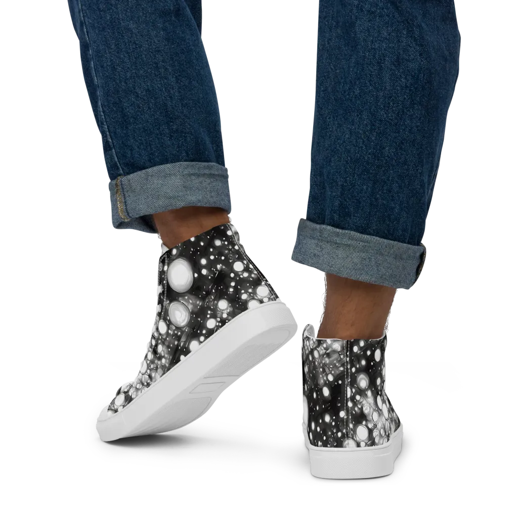 Cosmic Cell on Men's High Top Canvas Shoes — Back