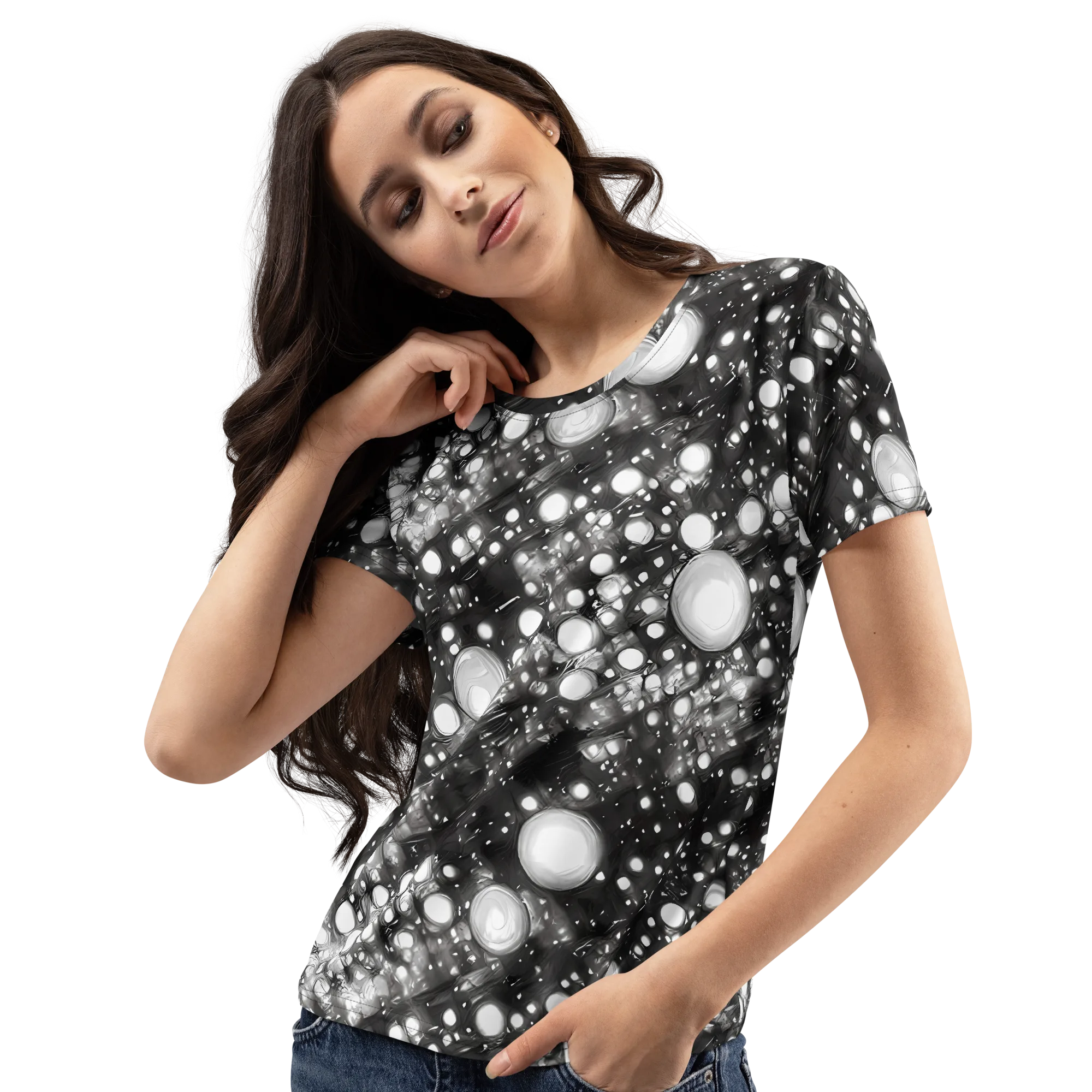 Cosmic Cell on Women's Crew Neck T-Shirt — Left Front