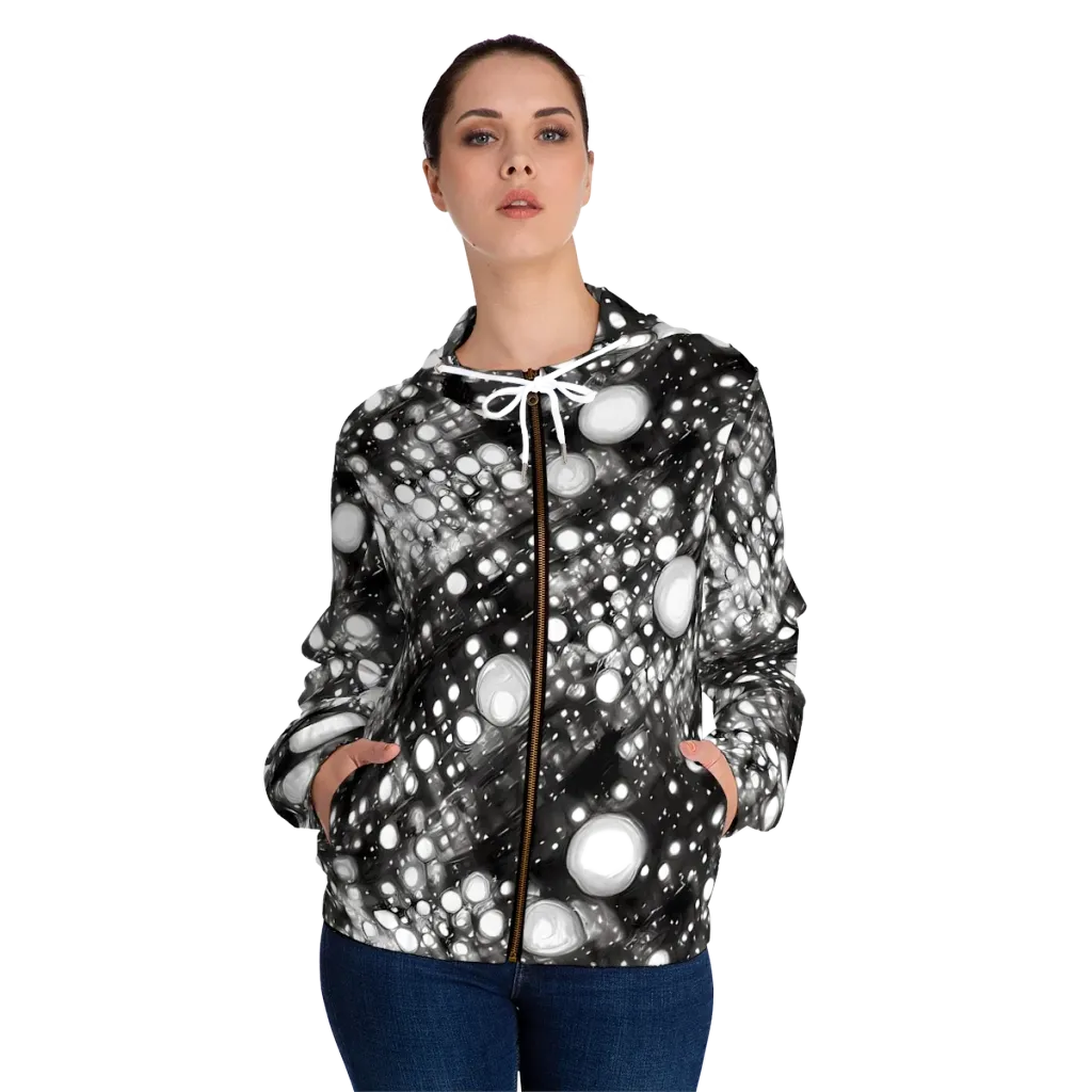 Cosmic Cell on Women's Full-Zip Hoodie — Front On Person