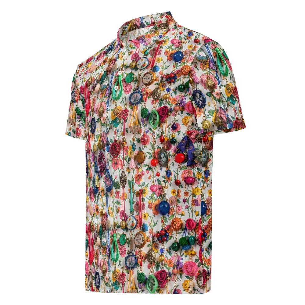Botanical Bijou on Men's Slim Fit Polo Shirt — Left Front