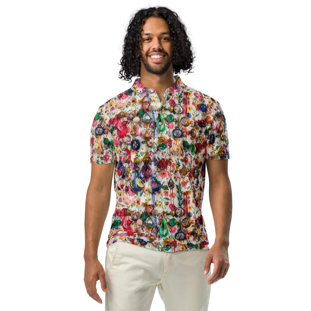 Botanical Bijou on Men's Slim Fit Polo Shirt — Front