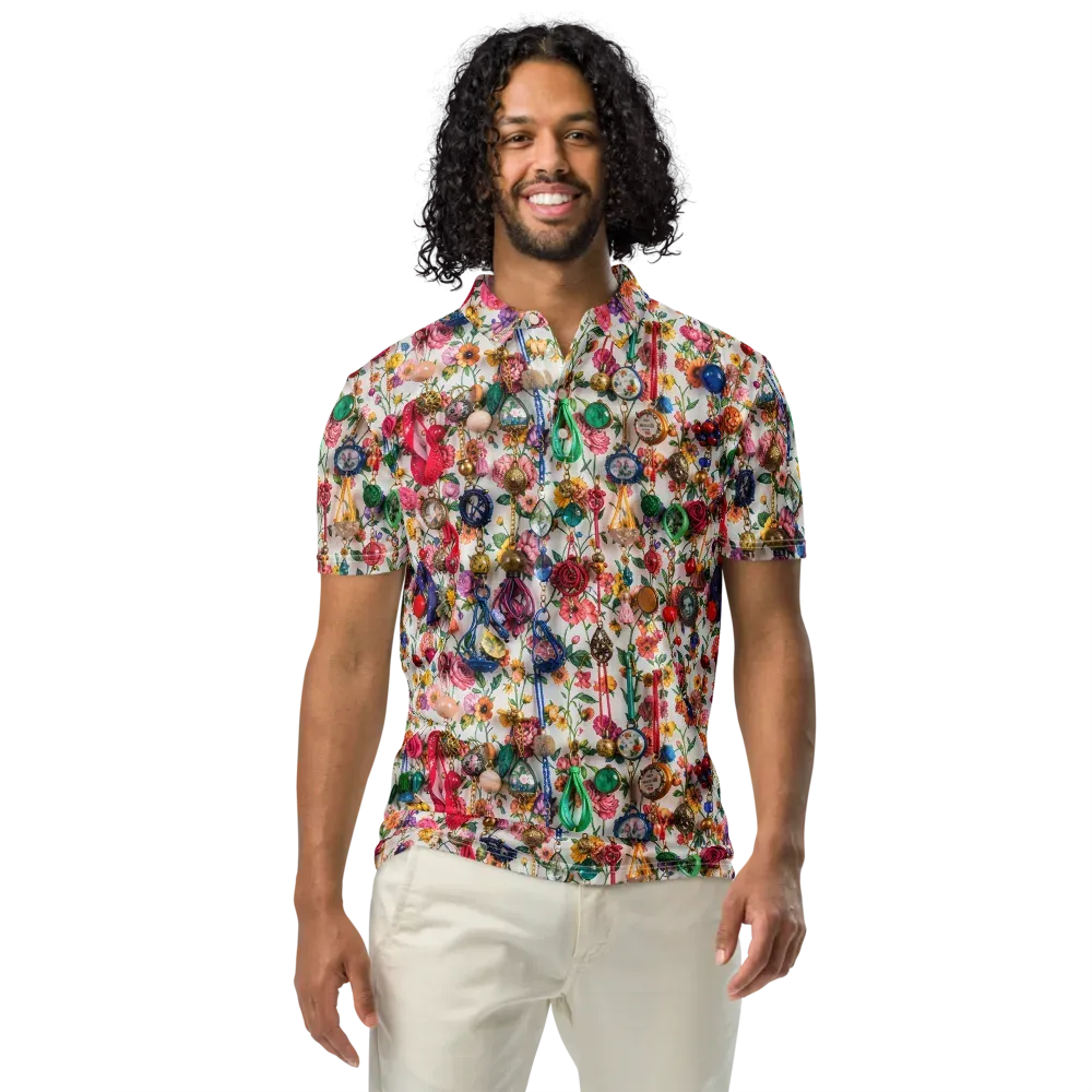 Botanical Bijou on Men's Slim Fit Polo Shirt — Front