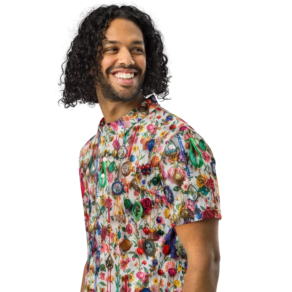 Botanical Bijou on Men's Slim Fit Polo Shirt — Left Front