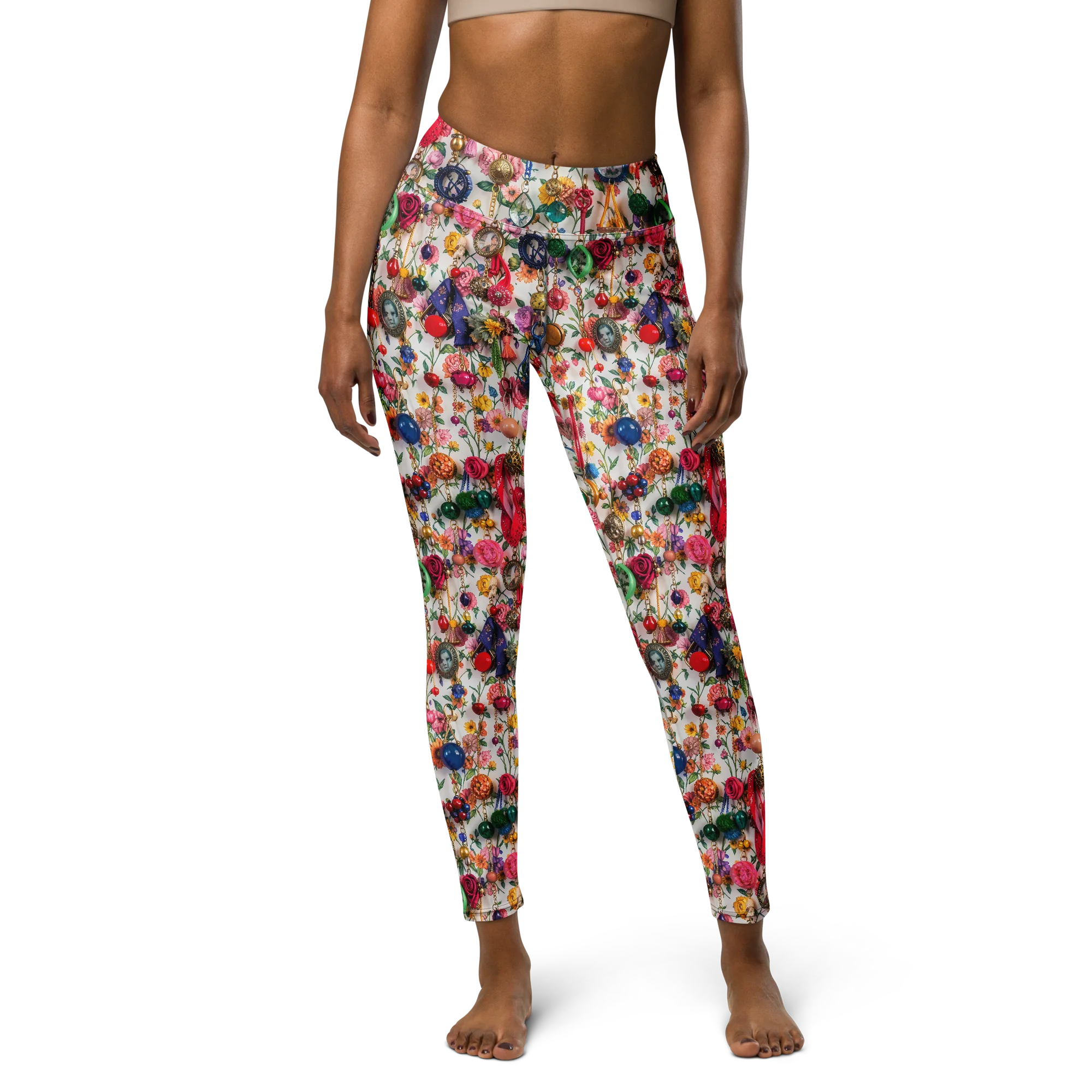 Botanical Bijou on Yoga Leggings — Front