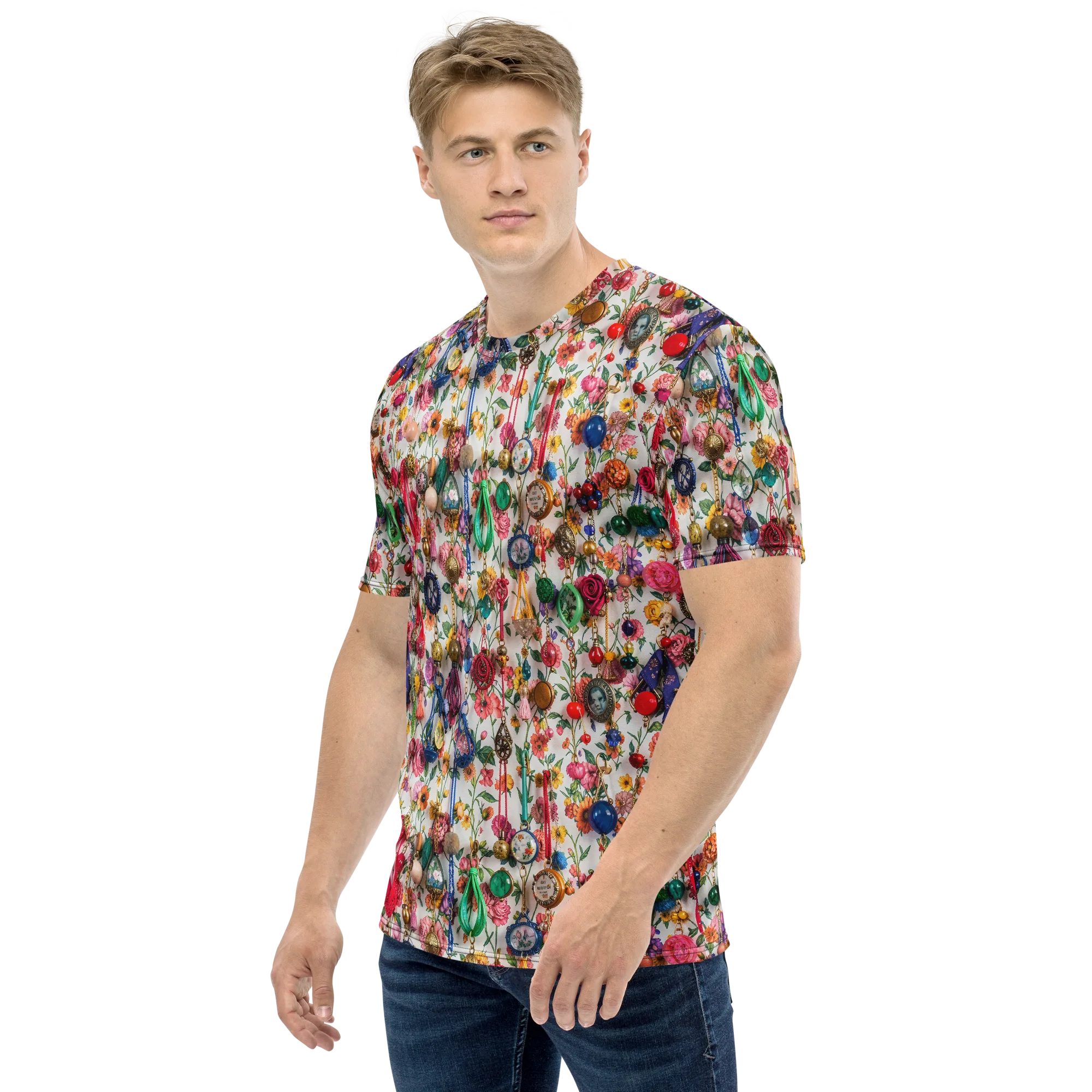Botanical Bijou on Men's Crew Neck T-Shirt — Left