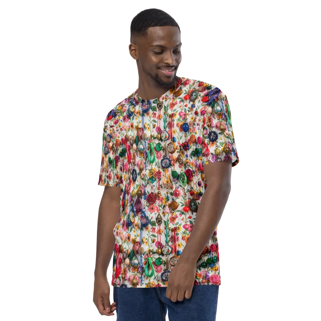 Botanical Bijou on Men's Crew Neck T-Shirt — Left