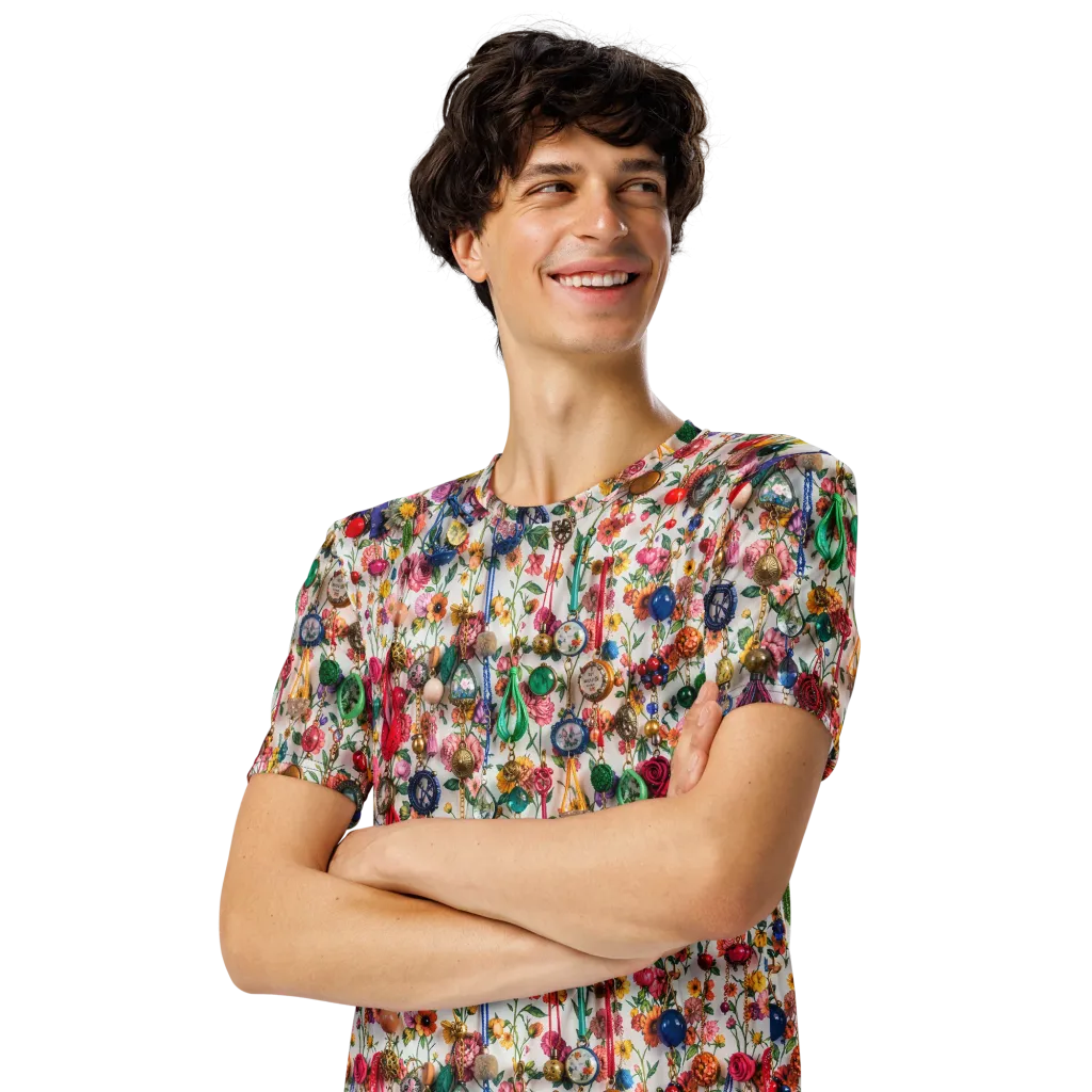Botanical Bijou on Men's Crew Neck T-Shirt — Left Front
