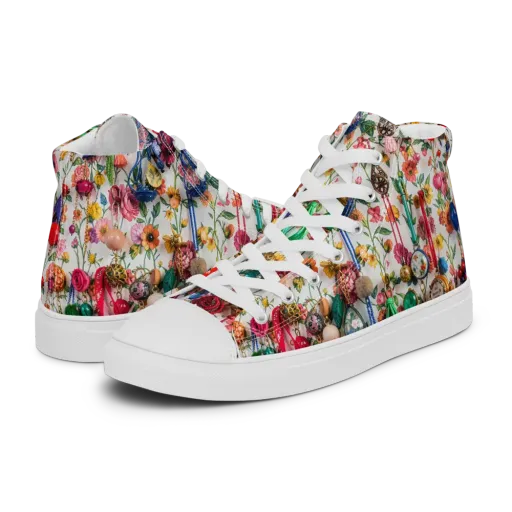 Botanical Bijou on a Men's High Top Canvas Shoes