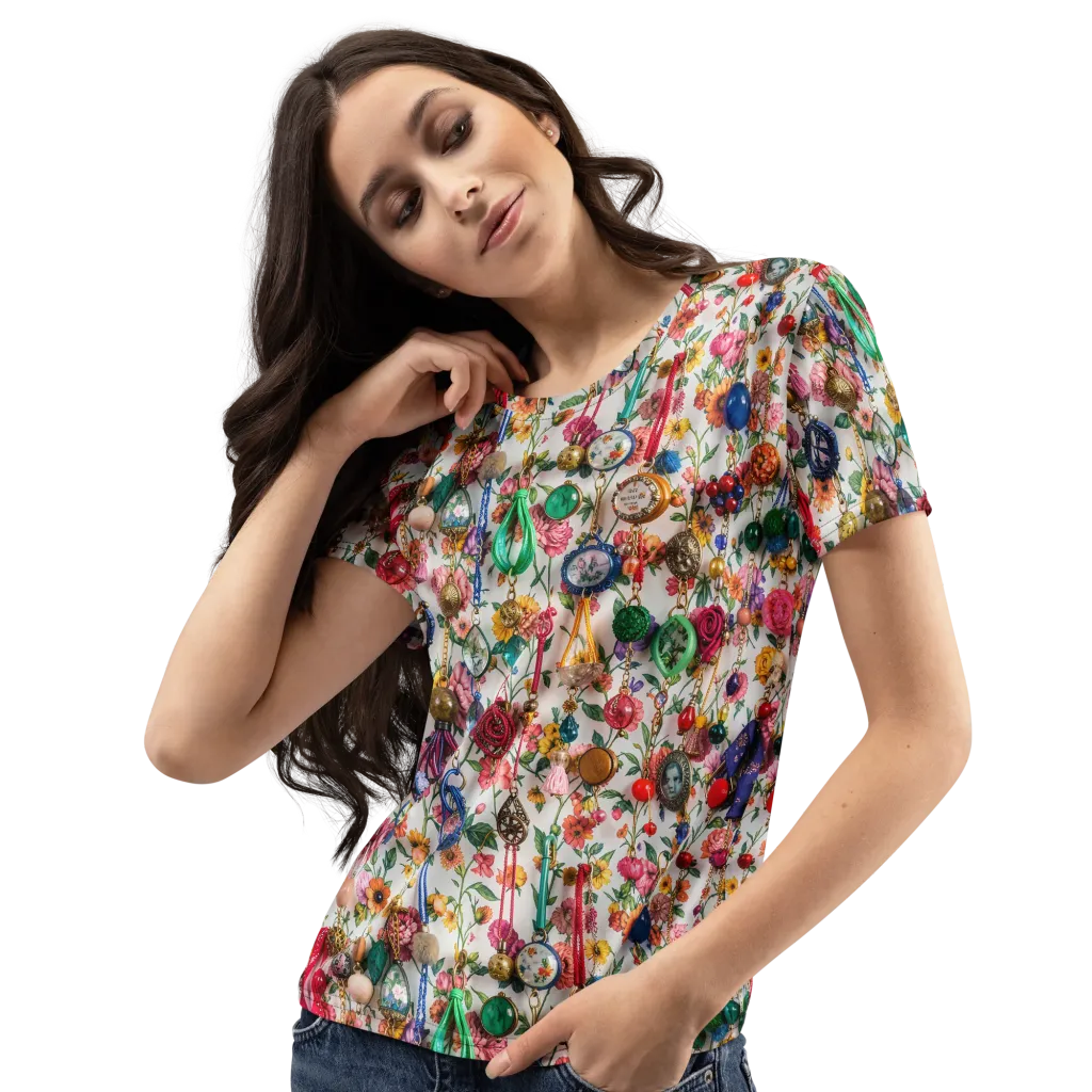 Botanical Bijou on Women's Crew Neck T-Shirt — Left Front