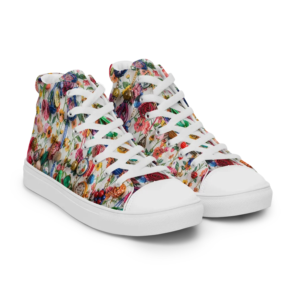 Botanical Bijou on Women's High Top Canvas Shoes — Right Front