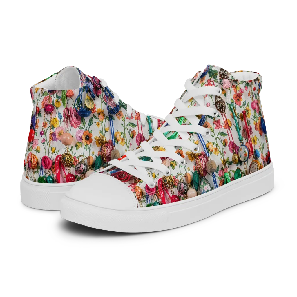 Botanical Bijou on Women's High Top Canvas Shoes — Left
