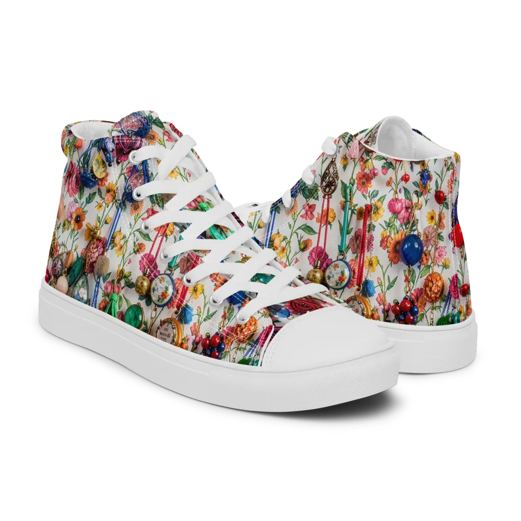 Botanical Bijou on Women's High Top Canvas Shoes — Right