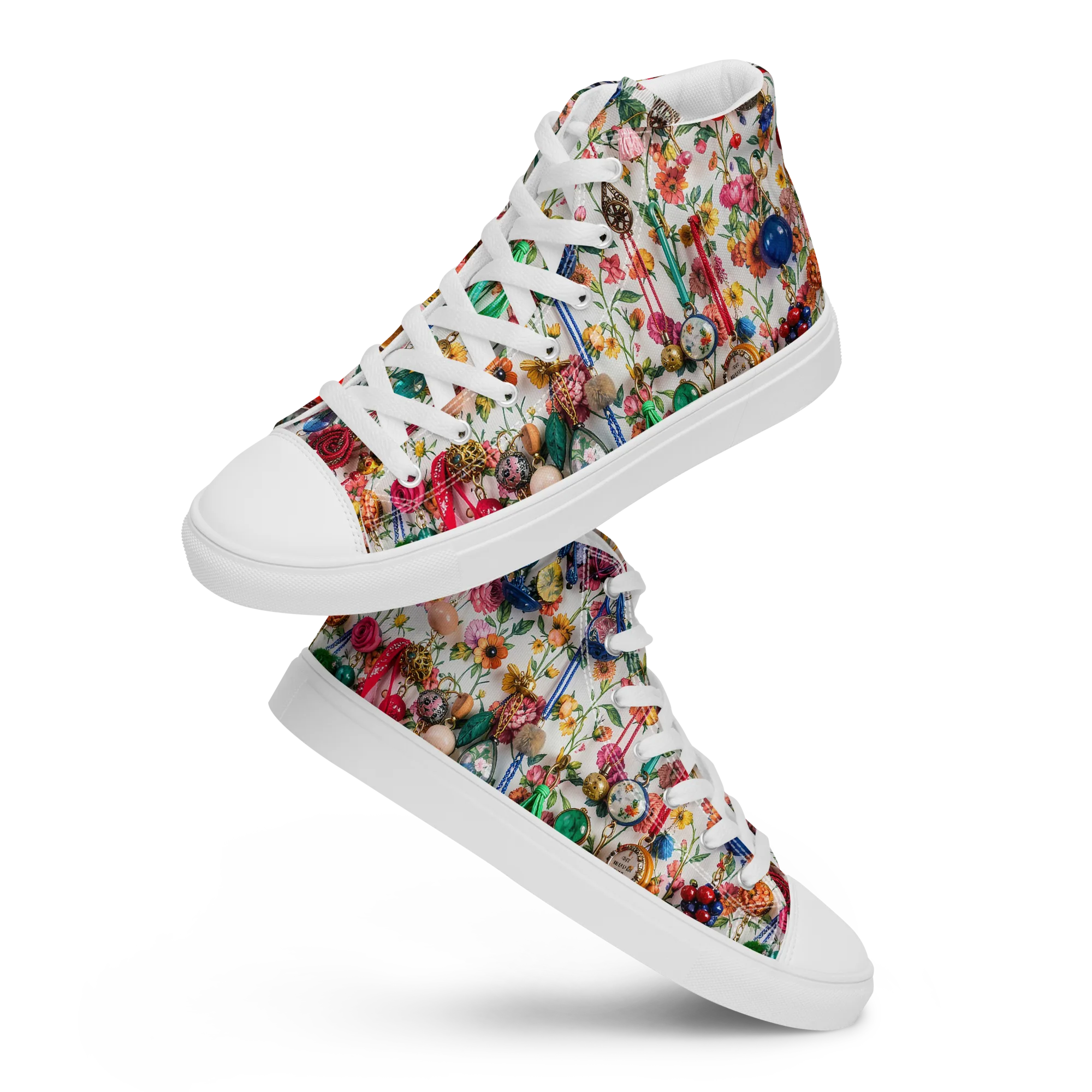 Botanical Bijou on Women's High Top Canvas Shoes — Front