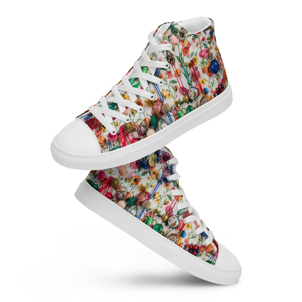 Botanical Bijou on Women's High Top Canvas Shoes — Front