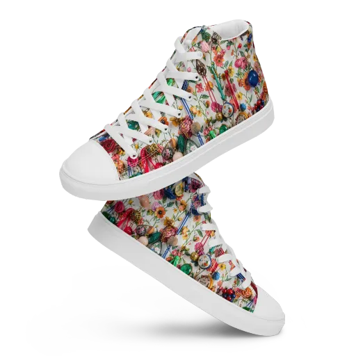 Botanical Bijou on a Women's High Top Canvas Shoes
