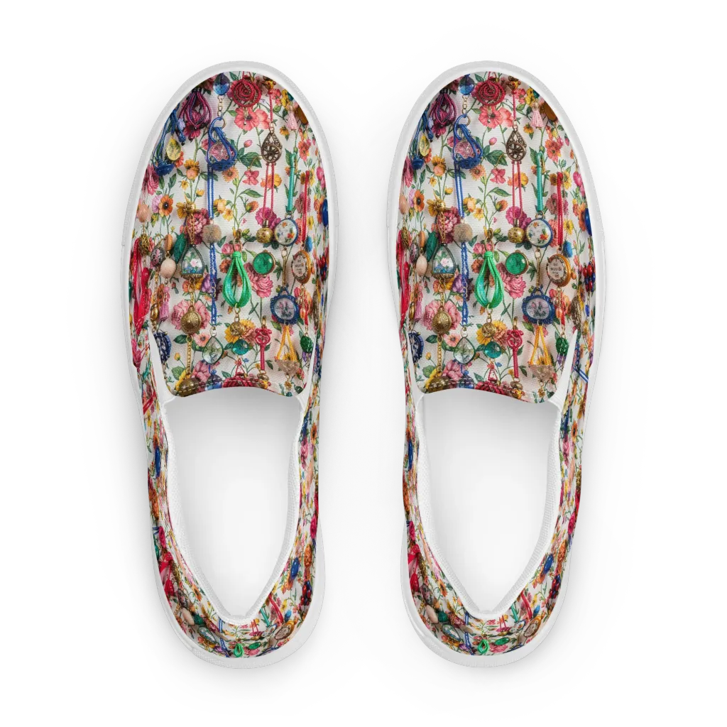 Botanical Bijou on Men's Slip-On Canvas Shoes — Front