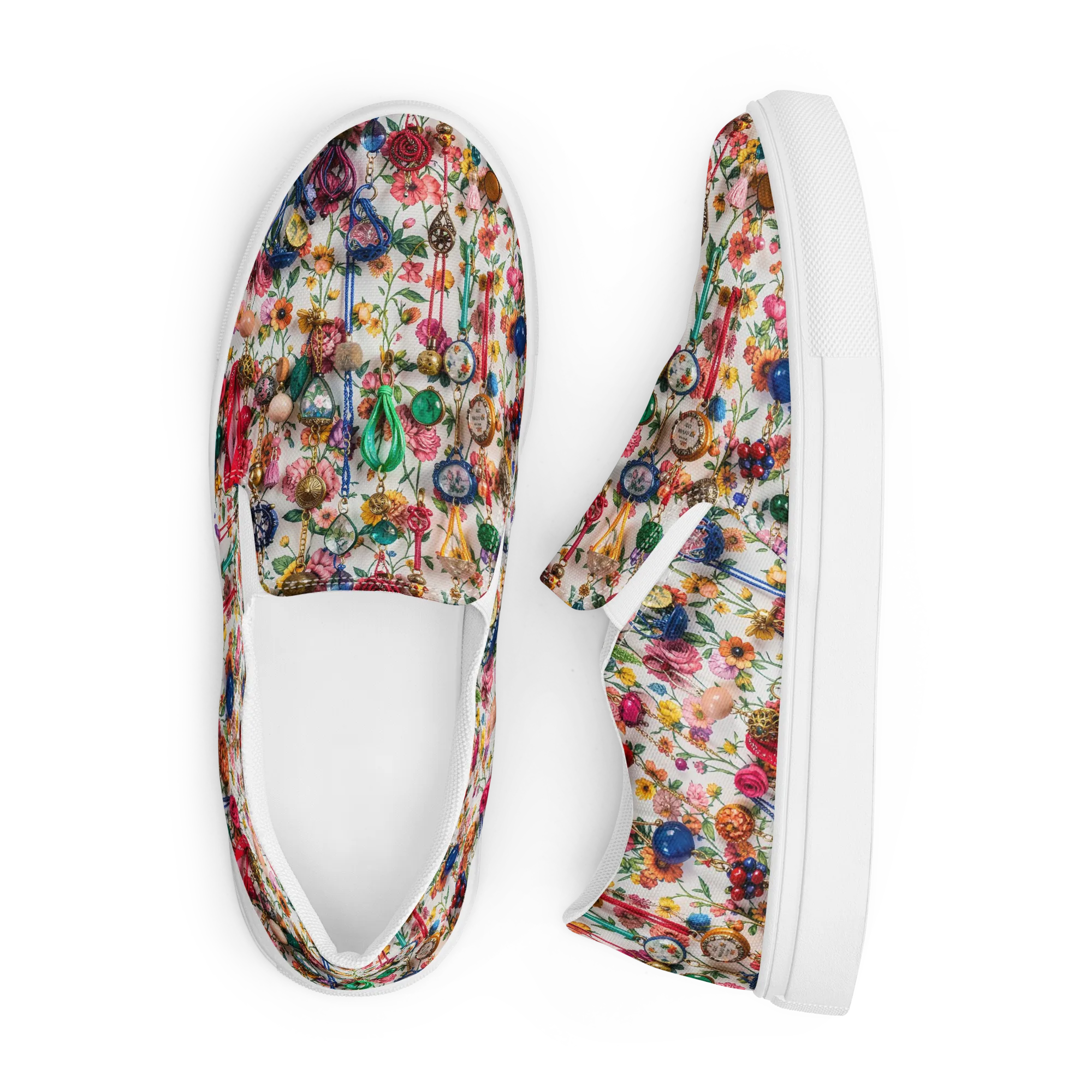 Botanical Bijou on Men's Slip-On Canvas Shoes — Front