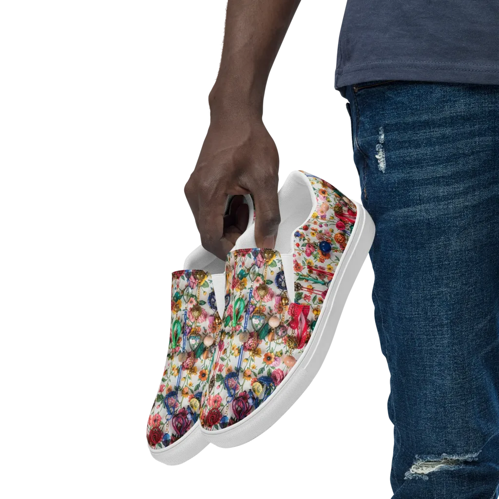 Botanical Bijou on Men's Slip-On Canvas Shoes — Left Front
