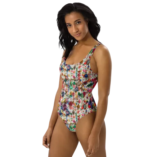 Botanical Bijou on a One-Piece Swimsuit