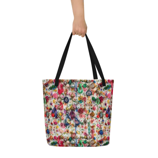 Botanical Bijou on a Large Tote Bag W/ Pocket