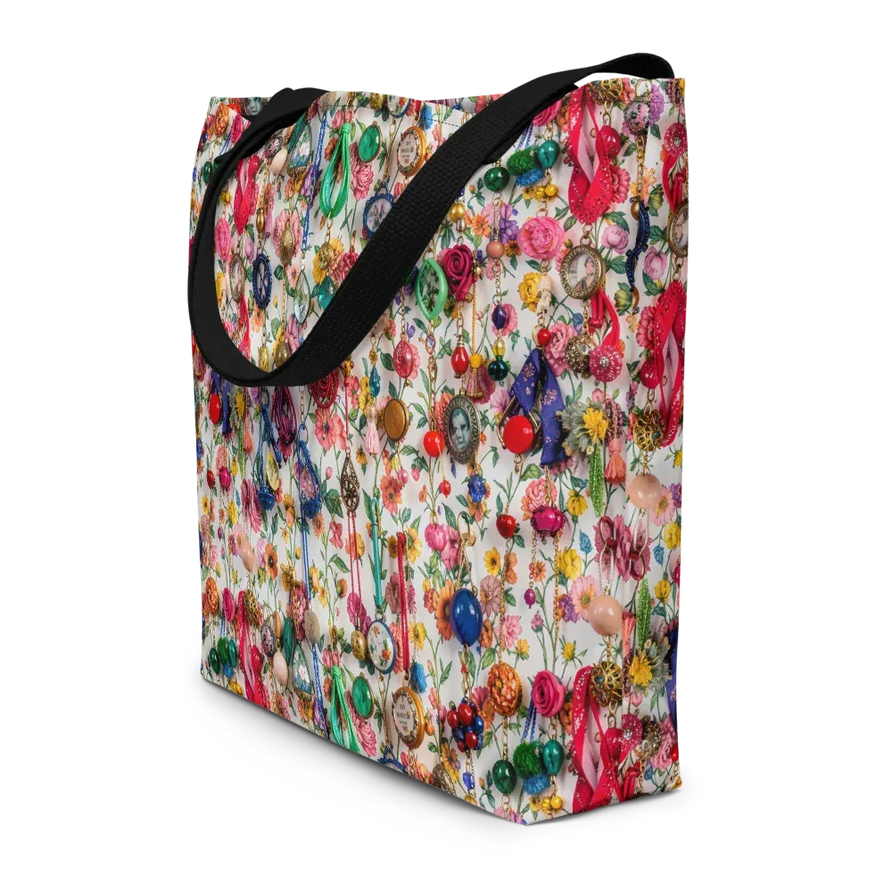 Botanical Bijou on Large Tote Bag W/ Pocket — Front