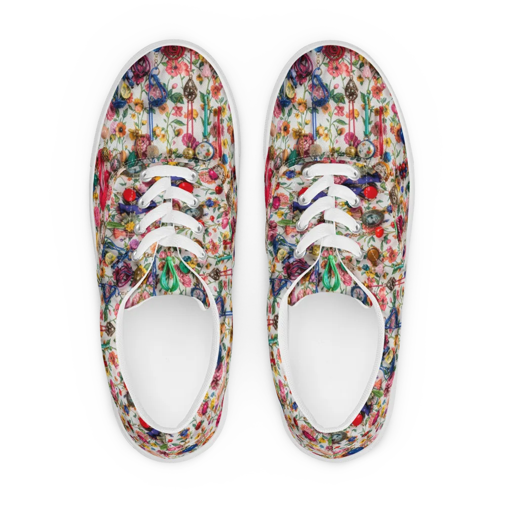 Botanical Bijou on Men's Lace-Up Canvas Shoes — Front