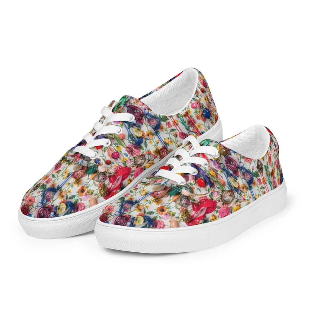 Botanical Bijou on Men's Lace-Up Canvas Shoes — Left Front