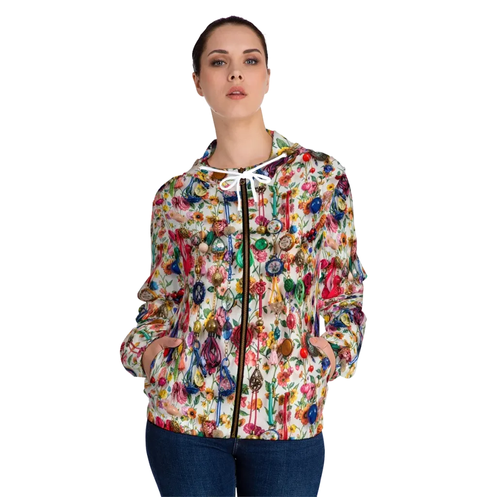 Botanical Bijou on Women's Full-Zip Hoodie — Front On Person