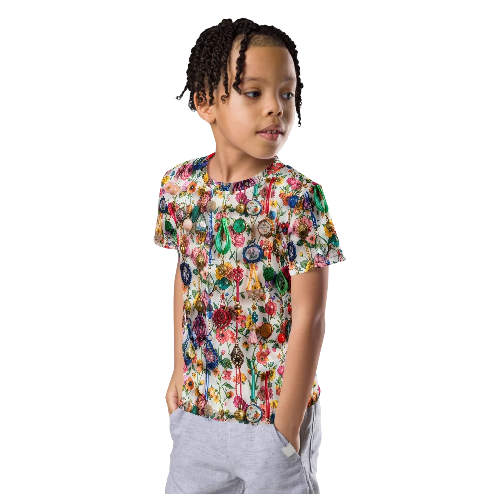 Botanical Bijou on Kids Crew Neck T-Shirt — Left Front