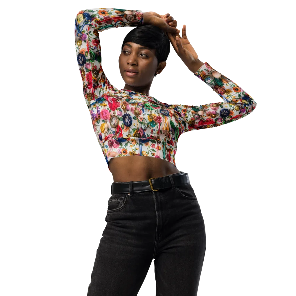 Botanical Bijou on Long Sleeve Crop Top — Front