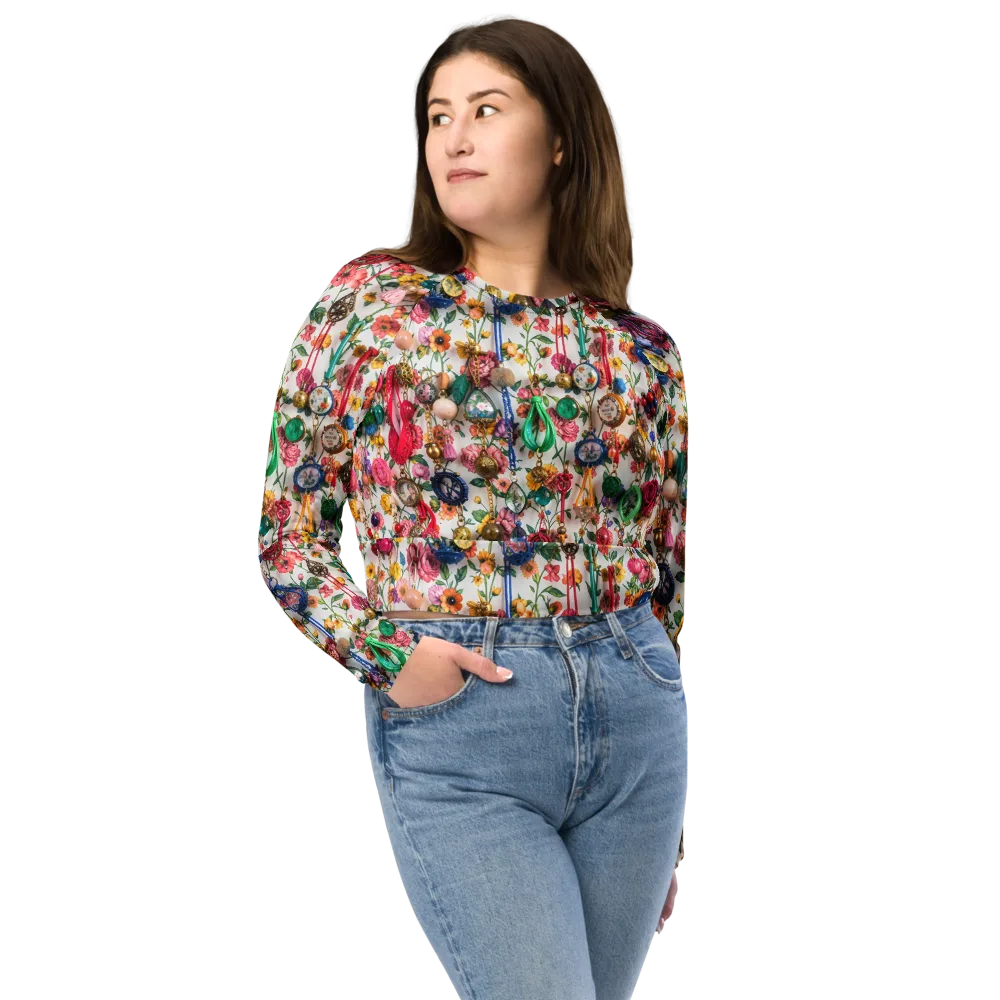 Botanical Bijou on Long Sleeve Crop Top — Front